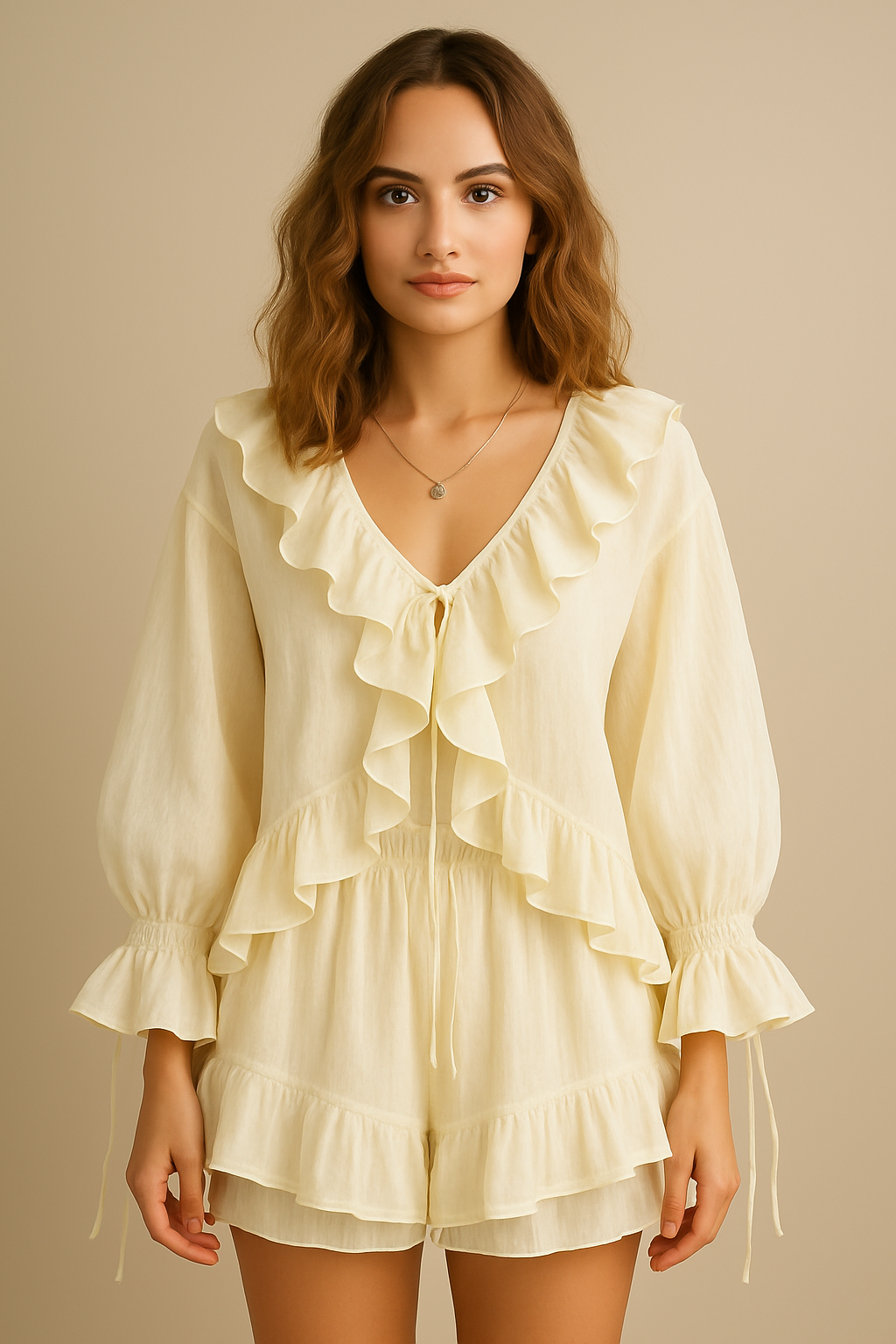 Ensemble Capri - short et blouse à volant