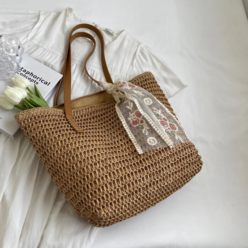 Naïa – Sac cabas femme en paille au style bohème et estival