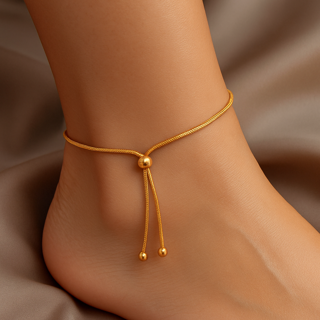 Bracelet de cheville femme – Alma, chaîne fine ajustable au style bohème d’été