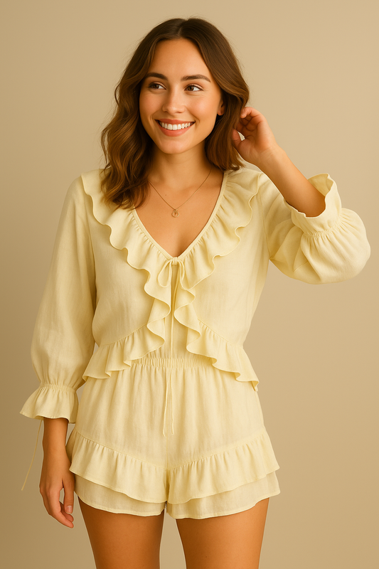 Ensemble Capri - short et blouse à volant