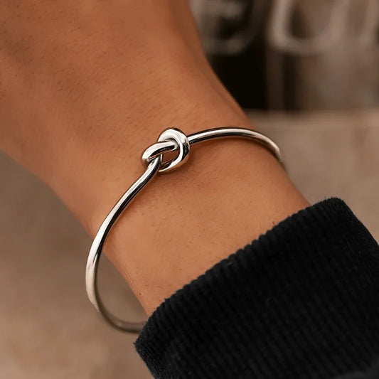 Olya – Bracelet manchette tendance en acier inoxydable, finition or ou argent