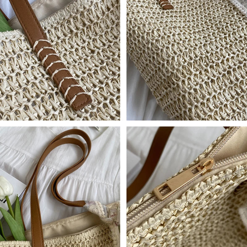 Naïa – Sac cabas femme en paille au style bohème et estival