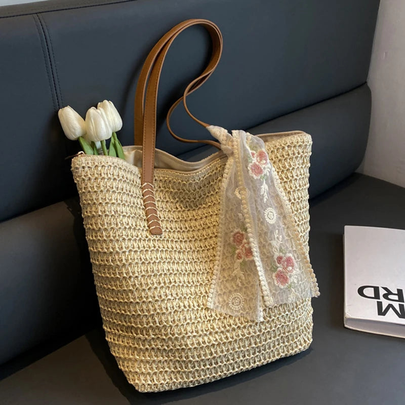 Naïa – Sac cabas femme en paille au style bohème et estival